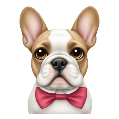 White frenchie with a bow by the ear sticker