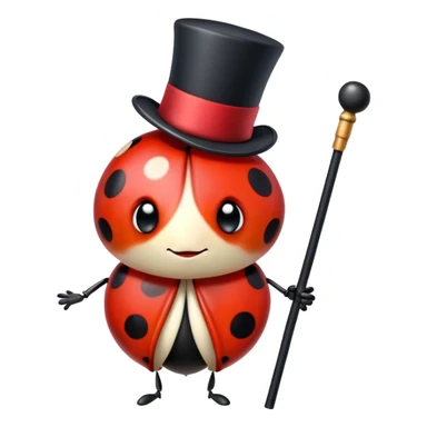 Ladybug with top hat and cane sticker