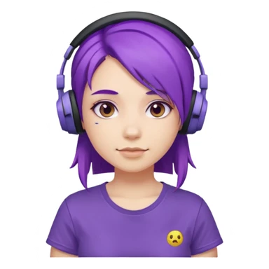 Gamer Girl with Headset + Purple Hair sticker