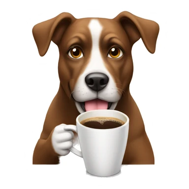a dog drinking coffee sticker