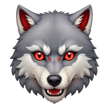 Evil Aggressive Grey Wolf with red eyes sticker