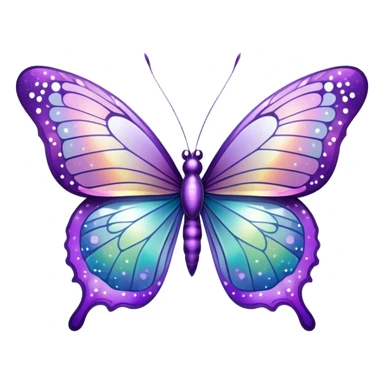 Pastel sparkly purple glittery iridescent rainbow transparent butterfly with detailed intricate patterns sticker