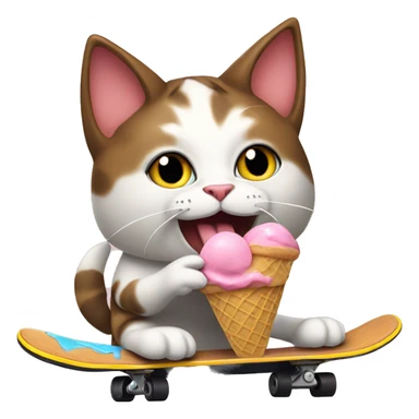 Cat eating ice cream while skateboarding sticker