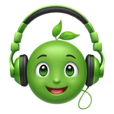 excited green pea with headphones sticker
