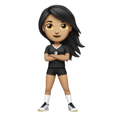 volleyball white girl with long black hair  sticker