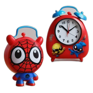 Funny spiderman modern alarm clock for kids sticker