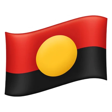 a rectangular flag with the top half solid black and the bottom half solid red with a medium-sized yellow circle in the middle overlapping both colours sticker