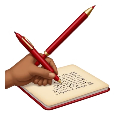 the hand writes with a dark red pen sticker