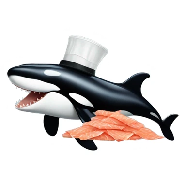 an orca wearing a hat made of dead salmon sticker