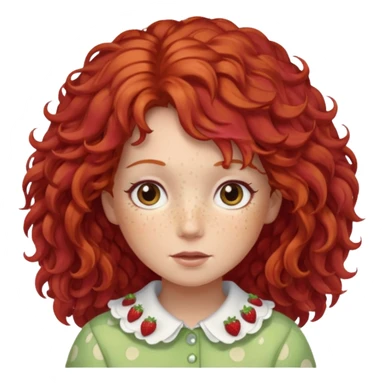 strawberry shortcake the character but with wild eyes and frizzy hair to mimic an insane person sticker