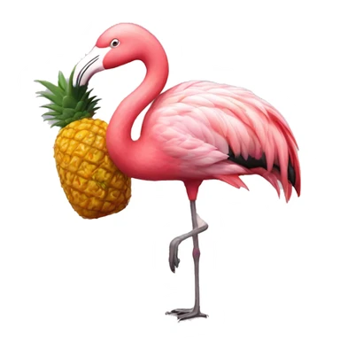 Flamingo wearing a pineapple sticker