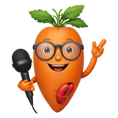 singing carrot wearing glasses with microphone sticker