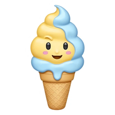 Ice cream emoji, pastel blue & yellow palette
Flat vector, minimal, cute emoji style sticker