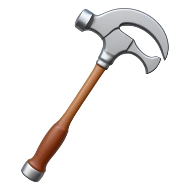 Generate a highly detailed, realistic 3D icon of a standard claw hammer in the minimalist Apple app icon style, like those seen in iOS or macOS apps—clean, elegant, with subtle depth, smooth curves, and professional rendering sticker