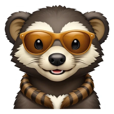 friendly anthropomorphised honey badger head and neck only, wearing sunglasses sticker