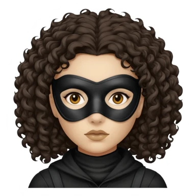 woman with robber mask concerned dark curly hair sticker