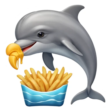 a dolphin eating fries sticker
