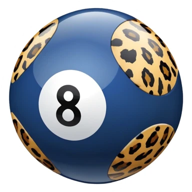 Navy blue and leopard print eight ball sticker