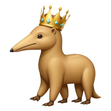 Anteater walking around and wearing a crown sticker