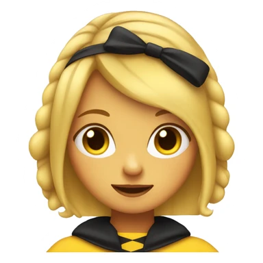 a blonde girl in a bee costume giving a smirk sticker