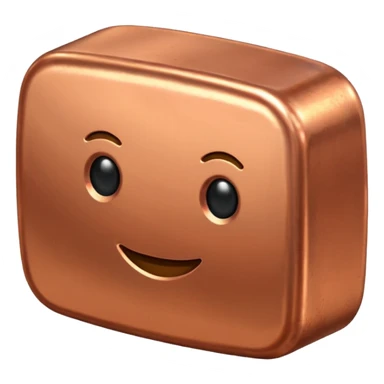 Create an Android-style emoji of a copper ingot. Make it simple, flat, and cartoon-like with solid copper colors, no shine, no reflections, and no realistic metallic effects. Keep the shapes clean and rounded in the style of modern Android emojis.
 sticker