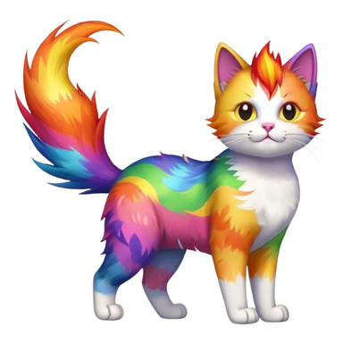 Rainbow cat with rainbow fire Mohawk sticker