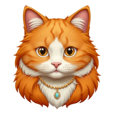 Orange cute cat with piercings and a necklace  sticker