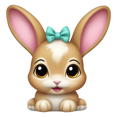 Baby bunny with coquette bow on ear sticker