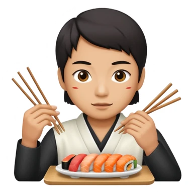 Asian eating sushi sticker