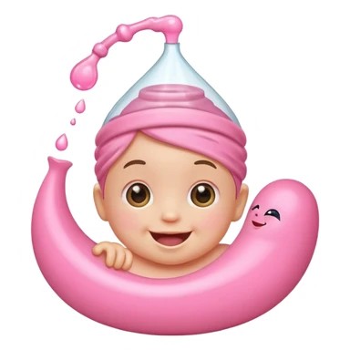 Smiling baby oil pink with silly face sticker