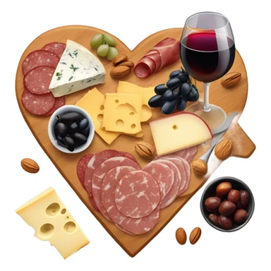 cute heart shaped charcuterie board with wine sticker