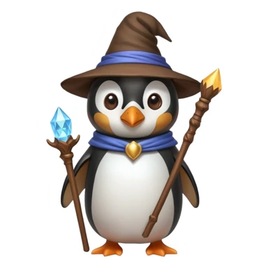 penguin wizard holding a staff wearing a magical hat sticker