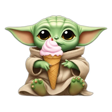 Baby yoda eating an ice cream sticker