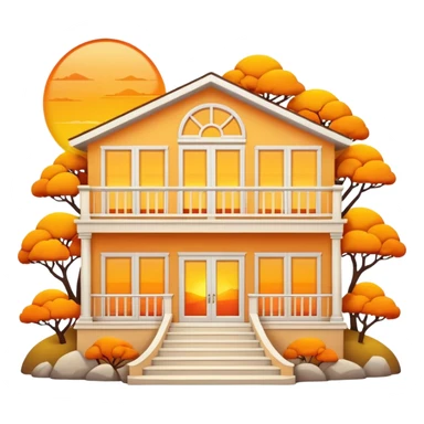 villa with big windows and sunset glow in yellow and orange sticker