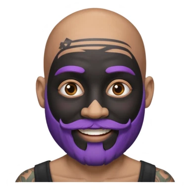 bald purple bearded man with black face tattoo sticker