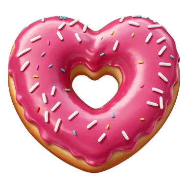Realistic isolated heart shaped donut with red frosting. sticker