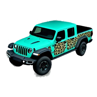 Realistic Full length teal leopard print pattern overlay on Jeep Gladiator truck. sticker