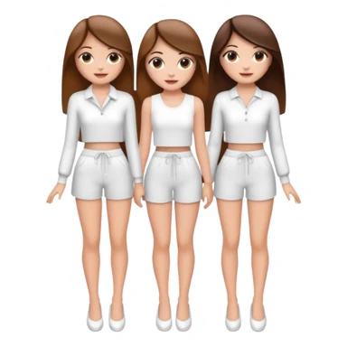 👯‍♀️ generate this emoji, as two white girls, bffs, the same pose but maybe the outfit cuter. we are models. both with brown hair. one girl in white outfit, the other in black. luxury outfits  sticker
