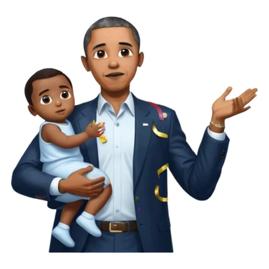 Diddy holding baby oil at a party with balloons and confetti and banners oiled up Obama have dih sticker