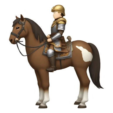 a mongolian soldier  with white skin and brown armor on a horse from the side sticker