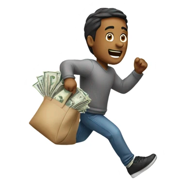 man running with bag of cash sticker
