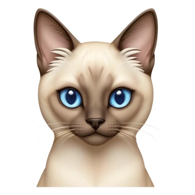 Cinematic Noble Siamese Cat Portrait Emoji, Poised and regal, with sleek cream-colored fur and striking dark points on the ears, face, paws, and tail, piercing sapphire-blue eyes, Simplified yet sharp and sophisticated features, highly detailed, glowing with a soft, dignified glow, high shine, intelligent and graceful, stylized with an air of elegance, focused and attentive, soft glowing outline, capturing the essence of a watchful and refined feline, so majestic it feels as though it could glide across the screen with effortless confidence! sticker