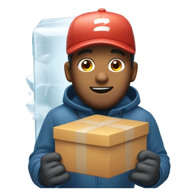 Frozen mailman stuck in an ice cube sticker