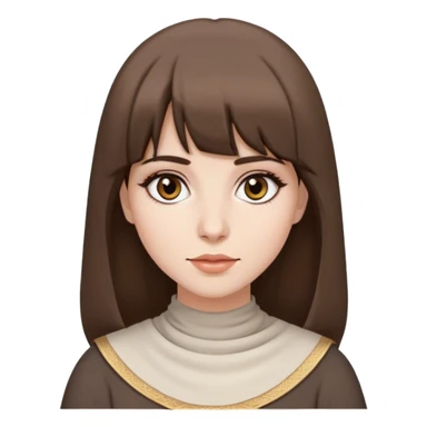 An arabian woman with medium-length ash brown hair and bangs, black colored eyes, pale skin sticker
