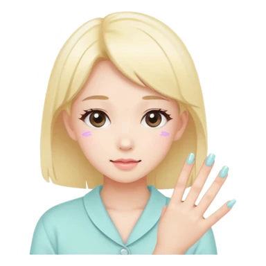 Minimalist kawaii female nail artist, standing alone, simple and clean design, pastel colors, delicate and charming, high-resolution, single subject only sticker