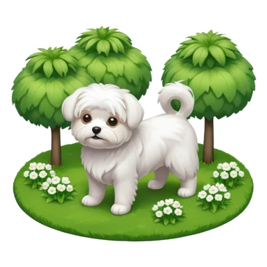 Maltese dog in a garden isometric sticker