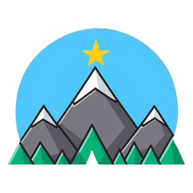 simple eight-pointed star with wide points, with only a basic mountain silhouette on it sticker