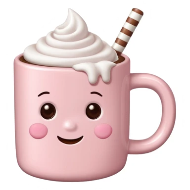 Light Pink mug of hot chocolate with marshmallows sticker