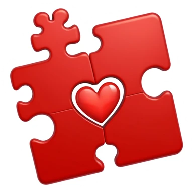 puzzle piece fitting with another and heart sticker