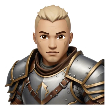 Cinematic Realistic WoW Human Warrior Portrait, head tilted dramatically with an exaggeratedly amused expression, blending rugged heroism with a hint of lighthearted charm. His chiseled face, framed by meticulously rendered steel armor and leather accents in consistent greys and bronzes, is brought to life with dynamic lighting and high shine, dramatic yet whimsical, capturing the essence of a warrior whose epic might is coupled with an approachable, playful demeanor. sticker